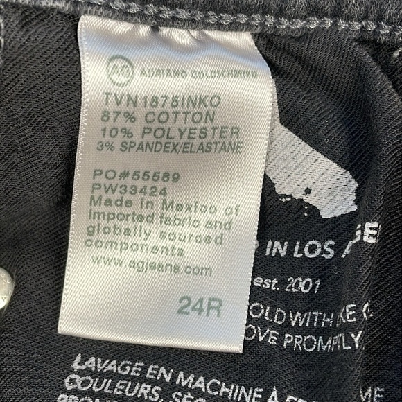 New AG Adriano Goldschmied Mari High Rise Slim Straight Jeans Faded Black Sz 24 - Picture 13 of 13